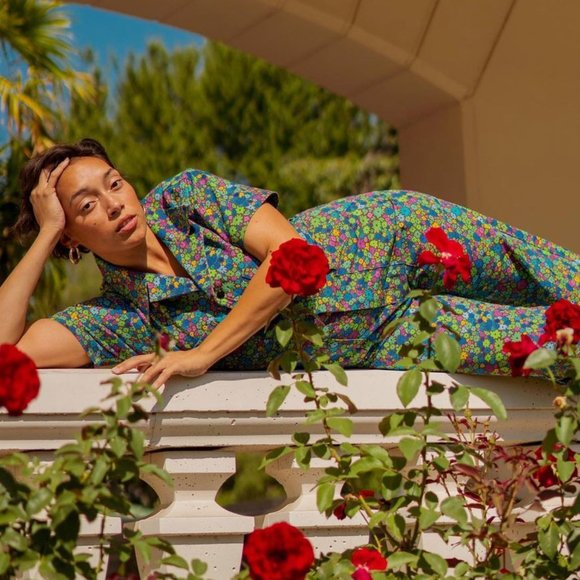 MOSS BLOSSOM 2.0 Big Bud Press Short Sleeve Jumpsuit Size Small NEW - Picture 15 of 16